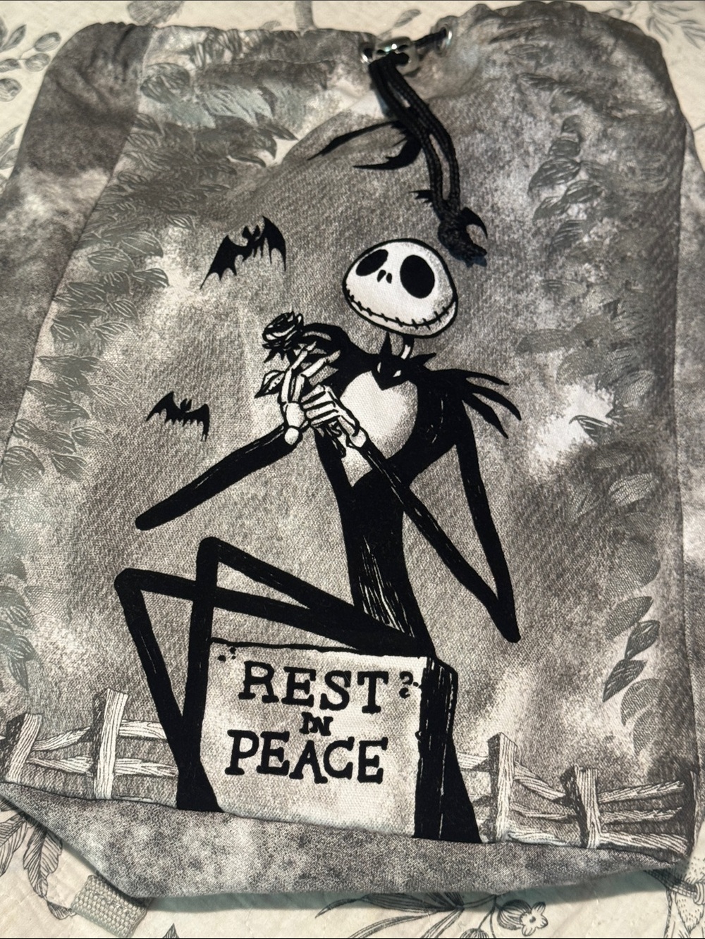 Jack Skellington Drawstring Tote Bag The Nightmare Before Christmas Disney Parks